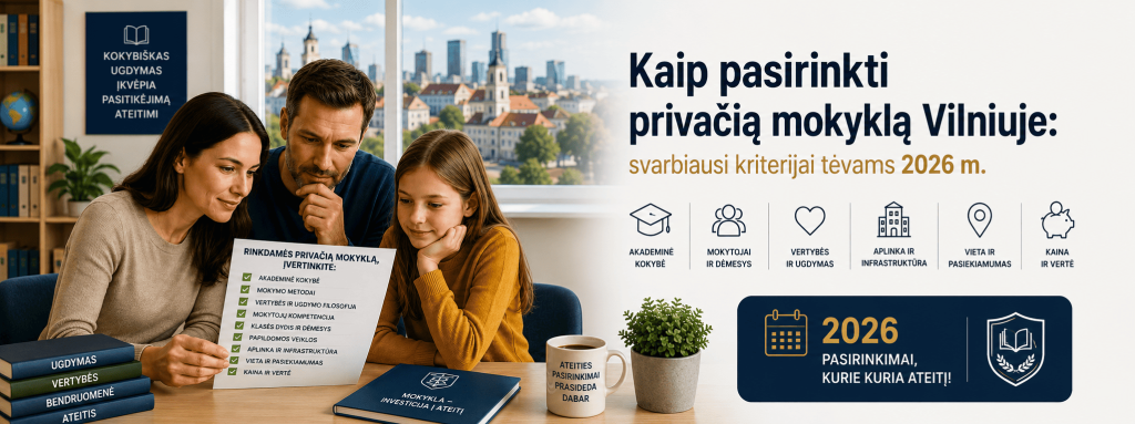 Kaip pasirinkti privačią mokyklą Vilniuje svarbiausi kriterijai tėvams 2026 m